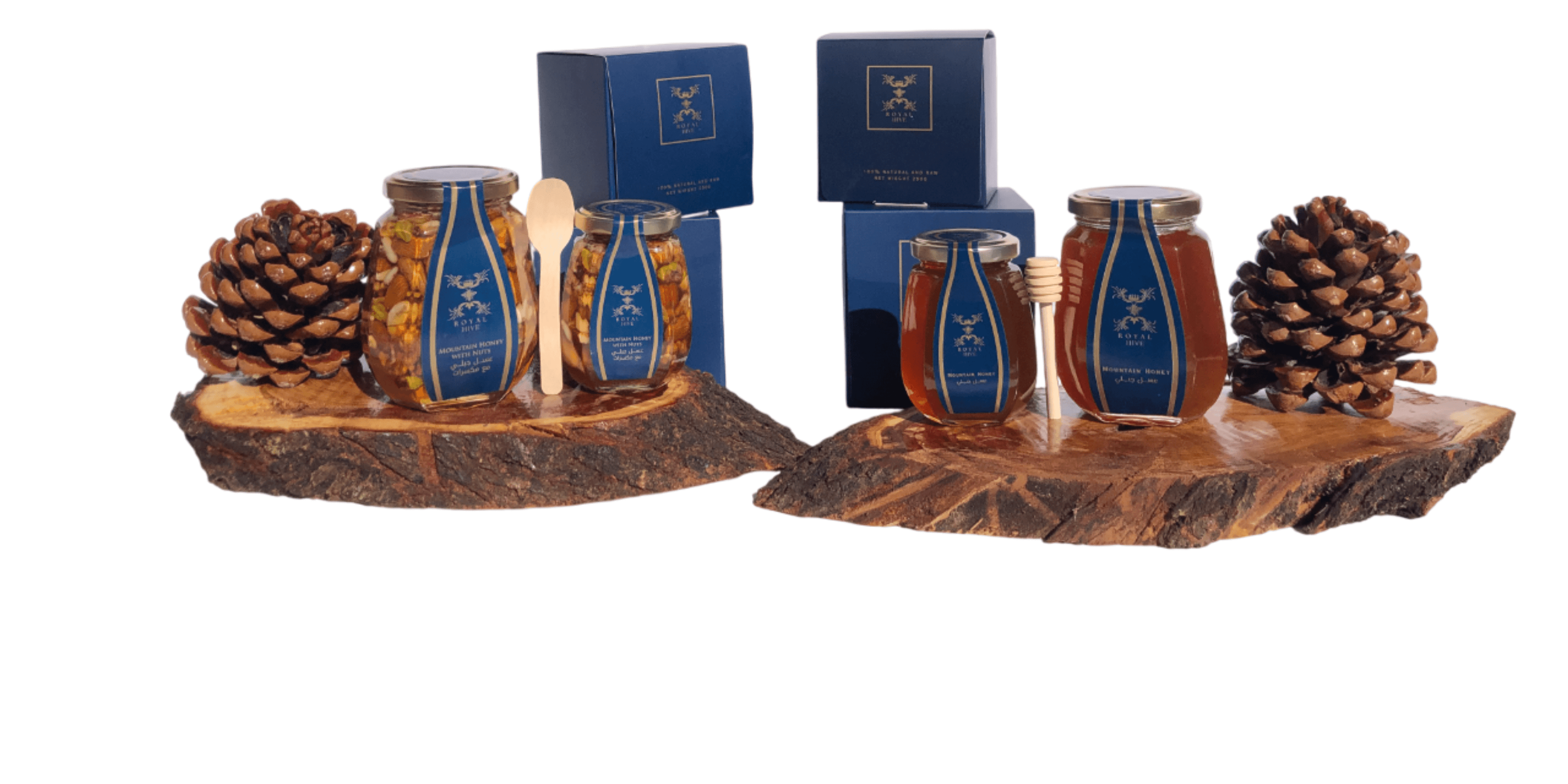 Royal Hive Lebanese Mountain Honey – 100% Pure, Natural & Luxury Honey in a Glass Jar and luxury gift packaging 